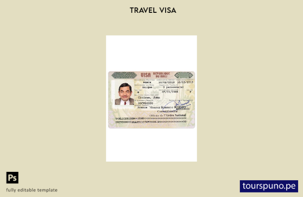 Plantilla de visa para Mali lista para imprimir